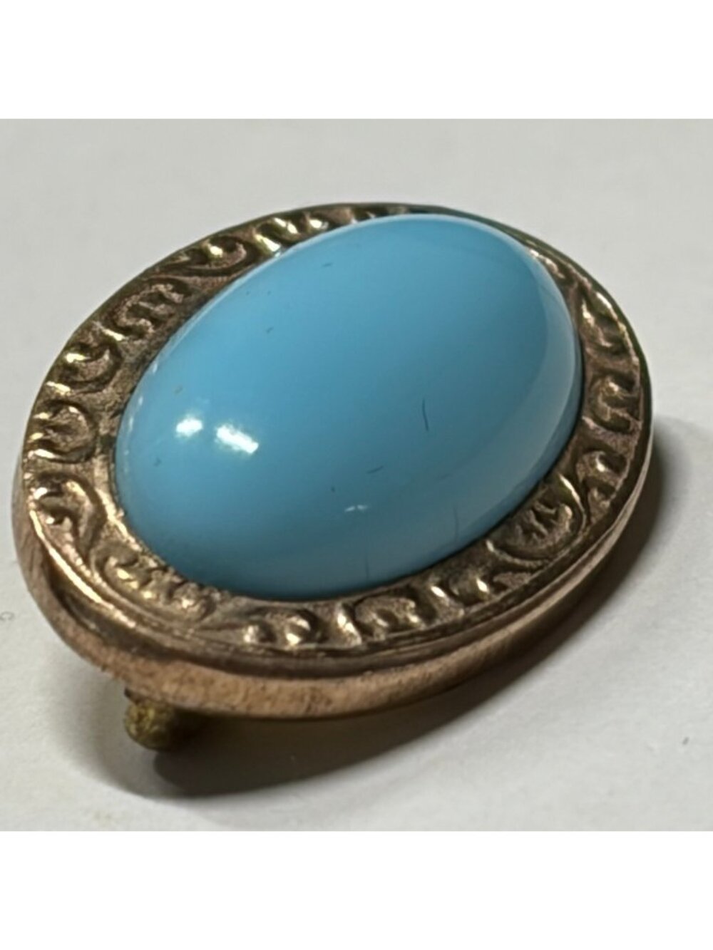 Antique Doran Prov Blue Cabochon Brooch Gold Tone Edwardian Art Nouveau Pin